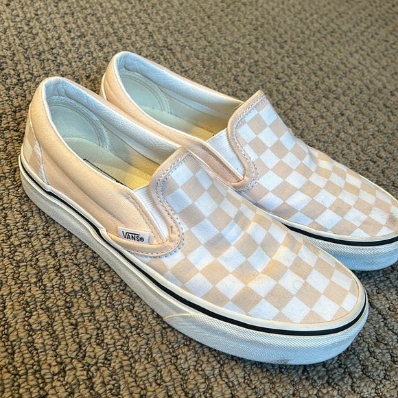 Vans Slip-On Peach Colored Checkerboard Women's Size 6.5 WORN ONLY A FEW TIMES - Picture 2 of 7